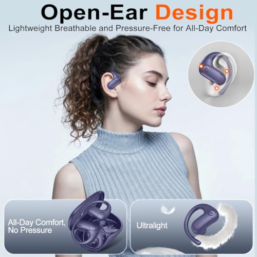 kurdene Open Ear Buds Wireless Earbuds 5.4 Bluetooth Headphones - color: Blue