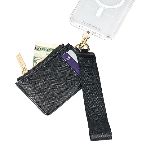 Case-Mate Phone Charm with Detachable Keychain Wallet (Card Holder) - Black | Detachable Anti-Theft Phone Strap -Hands-Free iPhone Wrist Strap for Women -Keychain Wristlet Wallet for Galaxy, Pixel & More - color: Black w/Wallet