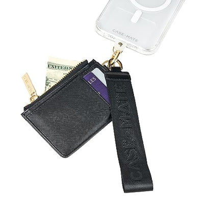 Case-Mate Phone Charm with Detachable Keychain Wallet (Card Holder) - Black | Detachable Anti-Theft Phone Strap -Hands-Free iPhone Wrist Strap for Women -Keychain Wristlet Wallet for Galaxy, Pixel & More - color: Black w/Wallet