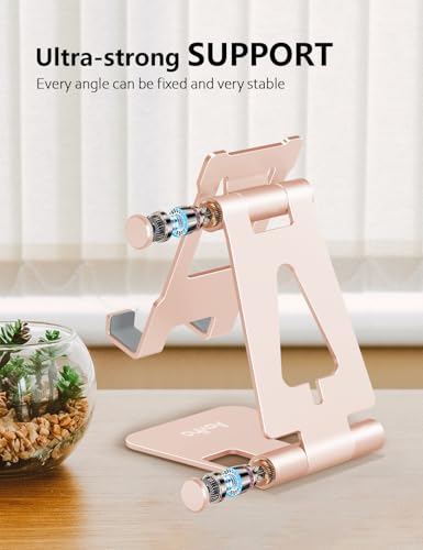 Aoviho Foldable Cell Phone Stand for Desk, Holder for iPhone,Rose Gold - color: Rose Gold