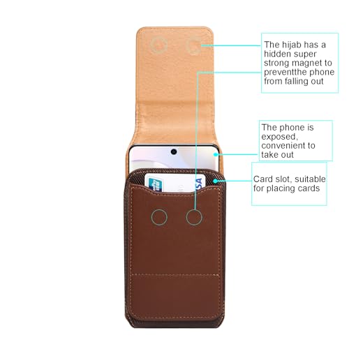 Cell Phone Pouch Pu Leather Holster Belt Clip Holder for Samsung Galaxy S26 Ultra S25 Ultra A05 A06 A14 A07 A16 A36 Moto G 5G 2025 Moto G Power 2025 Google Pixel 10 Pro XL (Brown, XL) - color: Brown, size: XL