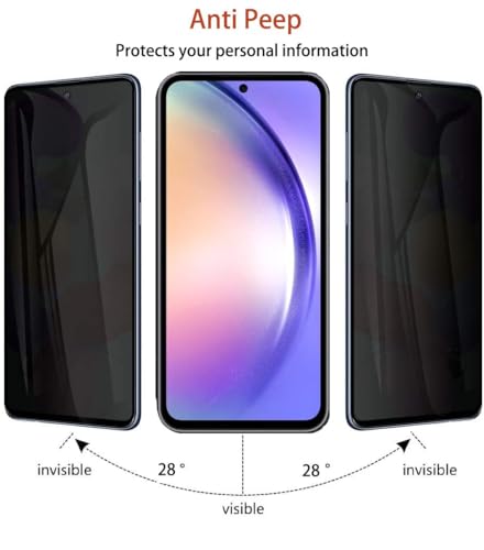 [2+2 Pack Privacy Screen Protector for Samsung Galaxy A15 5G 6.5 inch, Tempered Glass Saver With Camera Lens Protector, Anti Spy Anti Scratch Shatterproof Black Film Shield for Galaxy A15 - size: A15