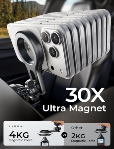 LISEN for MagSafe Car Mount, Magnetic Phone Holder for Car Vent Phone Mount, Super Magnetic Car Phone Mount, Air Vent Hands Free Phone Mount, Gifts Car Phone Holder Magnetic for iPhone 17 Pro Max 16 - color: Black