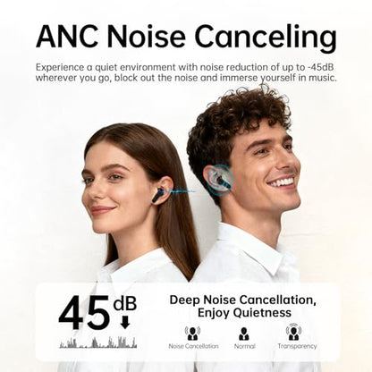Adaptive Hybrid Active Noise Canceling 2026 Wireless Earbuds, 6 Mics ENC Clear Call Ear Buds, Hi-Res Audio Deep Bass Bluetooth 5.4 Headphones, 40H Playtime, Wireless Charging, LED, USB-C, Black - color: Deep Black
