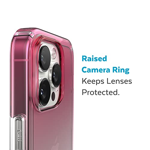 Speck Clear iPhone 14 Pro Max Case - Drop Protection, Scratch Resistant Dual Layer Slim Phone Case for 6.7 Inch iPhones - Anti-Yellowing & Anti-Fade Case - Ombre Digital Pink Fade/Clear GemShell - color: Digital Pink Fade