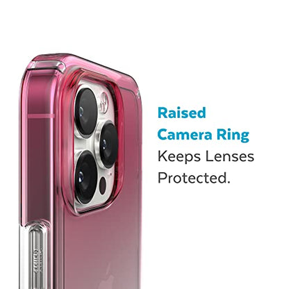Speck Clear iPhone 14 Pro Max Case - Drop Protection, Scratch Resistant Dual Layer Slim Phone Case for 6.7 Inch iPhones - Anti-Yellowing & Anti-Fade Case - Ombre Digital Pink Fade/Clear GemShell - color: Digital Pink Fade