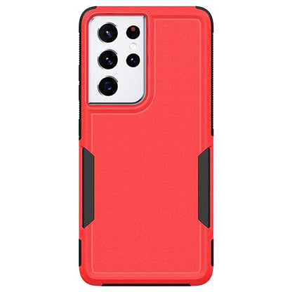 for Samsung Galaxy S21 Ultra Case: Dual Layer Protective Heavy Duty Cell Phone Cover Shockproof Rugged with Screen Protector - Military Protection Bumper Tough - Samsung Galaxy S21 Ultra 5G, Red - color: Red (PC) + Black (TPU)