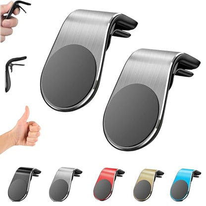 Phone Holder, Magnetic Phone Holder for Car, Mobile Phone Navigation Magnetic Bracket, 360° Adjustable Hands Phone Stand, Secure Clip-On Air Vent Phones Cradle for Driving - color: Silver*2