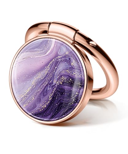 GVIEWIN Marble Cell Phone Ring Holder, Metal Kickstand Grip 360° Rotation - color: Charoite/Purple