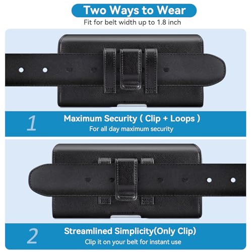 nuoku Cell Phone Holster for iPhone 17/16/15/14/13/12/11 Pro Max Series with Card Solt, Belt Clip Phone Case for Samsung Galaxy Series (Black) - color: Black