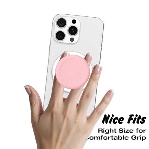 Svanove Silicone Magnetic Phone Grip Compatible with Magsafe Phone Grip Holder, Cute Cell Phones Grips Stand Collapsible Kickstand for iPhone Samsung, Slim Thin Matte Soft Rubber TPU, Light Pink - color: Pink, style: Magnetic