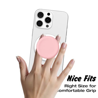 Svanove Silicone Magnetic Phone Grip Compatible with Magsafe Phone Grip Holder, Cute Cell Phones Grips Stand Collapsible Kickstand for iPhone Samsung, Slim Thin Matte Soft Rubber TPU, Light Pink - color: Pink, style: Magnetic