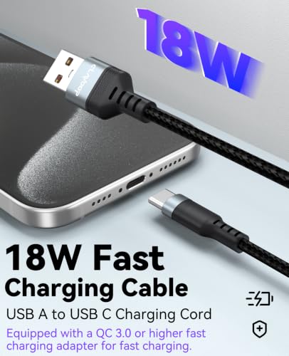 20 FT USB C Cable Long, 18W Fast Charging USB A to USB-C Charge Cord 20Foot - size: 20 Feet