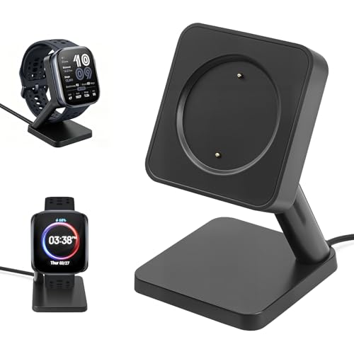 Magnetic Charging Stand Compatible with Amazfit GTR 3 / GTR 3 Pro/GTR 4, Acitive 2,GTS 3 / GTS 4, Bip 6 Smart Watch, Desktop Charger Dock with 3.3FT USB A Cable, Anti-Slip Base