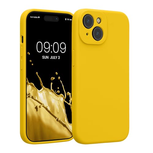 kwmobile Case Compatible with Apple iPhone 15 Case - Slim TPU Silicone Phone Cover - Soft Touch Finish - Radiant Yellow - color: Radiant Yellow, size: iPhone 15