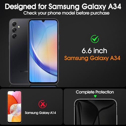 3 Pack Screen Protector for Samsung Galaxy A34 [Not Glass], Full Coverage Soft Flexible TPU Film for Galaxy A34 5G/4G 6.6", Anti-Bubble HD Clear Hydrogel Film, Support Fingerprint Reader - size: Samsung Galaxy A34 5G