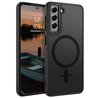 GUAGUA for Samsung Galaxy S21 5G Magnetic Slim Translucent Matte Skin Feeling Shockproof Protective Case for Galaxy S21 6.2 Inch, Black - color: Black