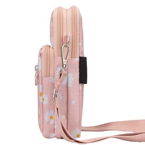 Small Crossbody Bag for Women - Mini Phone Purses with Crossbody Strap and Wallet - Nylon Arm Bag - color: B-chrysanthemum Pink