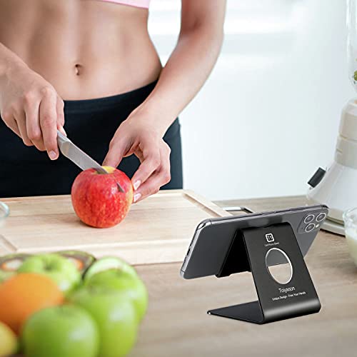 Cell Phone Stand - Aluminum Desktop Phone Holder, Anti-Slip, Universal Fit - color: Black