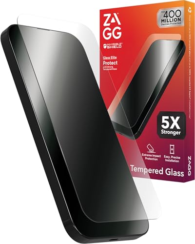 ZAGG Glass Elite iPhone 15 Pro Screen Protector - 5X Stronger with Reinforced Edges, Scratch & Smudge-Resistant Surface, InvisibleShield, Easy to Install - size: iPhone 15 Pro, style: Glass Elite