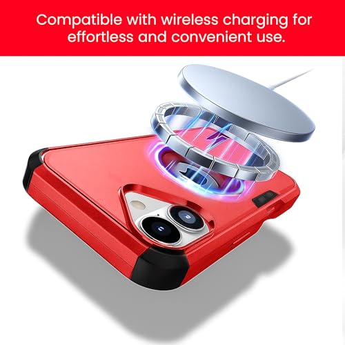 MXX for iPhone 17 Case, Heavy Duty 3 in 1 Wing Design Protective Cover with MagSafe, Phone Case 2025 (Red) - color: Red, size: iPhone 17