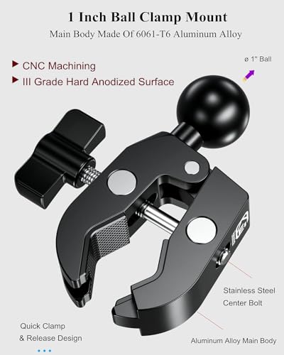 BRCOVAN 1'' Ball Clamp Mount Base with Aluminum Alloy Tough-Claw