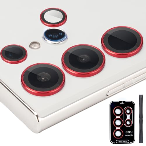 Camera Lens Protector for Samsung Galaxy S22 Ultra, Red - color: Red