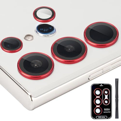 Camera Lens Protector for Samsung Galaxy S22 Ultra, Red - color: Red