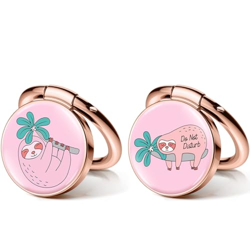 Cell Phone Ring Holder Stand, 360° Rotation Metal Kickstand, Compatible with iPhone 16 Pro Max/15/14/13/12, Galaxy S25/S24 Ultra - color: Cute Sloth Magnetic Kickstand Grip