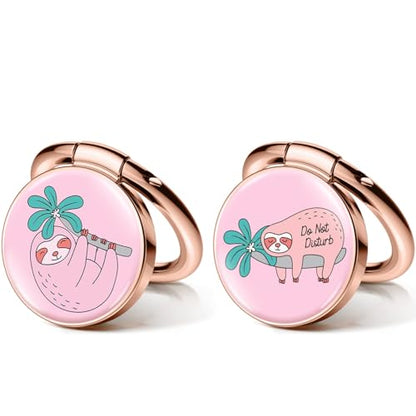 Cell Phone Ring Holder Stand, 360° Rotation Metal Kickstand, Compatible with iPhone 16 Pro Max/15/14/13/12, Galaxy S25/S24 Ultra - color: Cute Sloth Magnetic Kickstand Grip