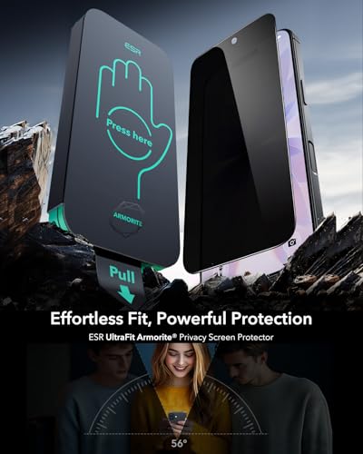 ESR 3 Pack for iPhone 17/iPhone 16 Pro Privacy Screen Protector, Armorite | 7X Impact Absorption, 9H+ Tempered Glass, Anti-Spy, Easy One-Pull Installation, UltraFit Tray, Full-Coverage Protection - size: iPhone 17/16 Pro 6.3 inch