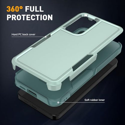 Vinve for Samsung Galaxy S25 FE Case with HD Screen Protector, Military-Grade Shockproof & Dual-Layer Protection, Anti-Slip Grip Design Phone Case, Green - color: Green