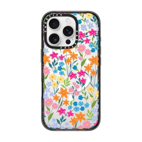 CASETiFY for iPhone 16 Pro Case - Impact Compatible with MagSafe | 8.2 ft. 4x Military Grade Drop Protection | bright spring flowers - daisy floral pattern | Black - color: 05. bright spring flowers, size: Iphone 16 Pro (6.3")