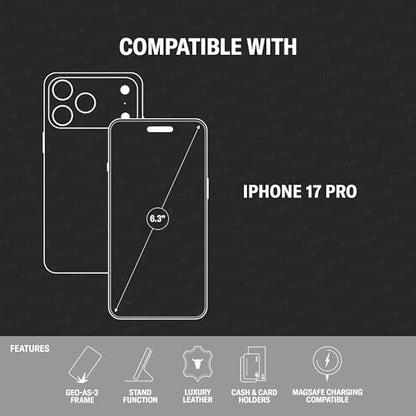 TORRO Leather Case Compatible with iPhone 17 Pro 6.3" 2025 - Premium Leather Wallet Flip Case with Kickstand and Card Slots (Compatible with Official MagSafe Chargers) - Red - color: Red, size: iPhone 17 Pro