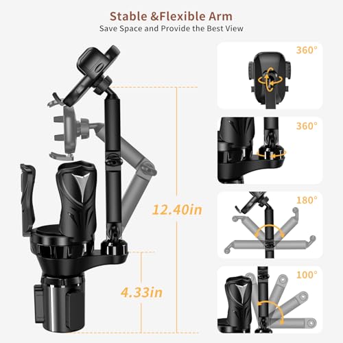 Phone Holders for Your Car, 2 in 1 Adjustable Stable Car Cup Phone Holder