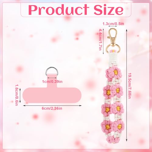 Jspupifip 2 PCS Boho Macrame Phone Wrist Strap, White/Pink - color: Pink,white