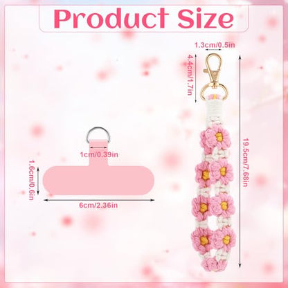 Jspupifip 2 PCS Boho Macrame Phone Wrist Strap, White/Pink - color: Pink,white