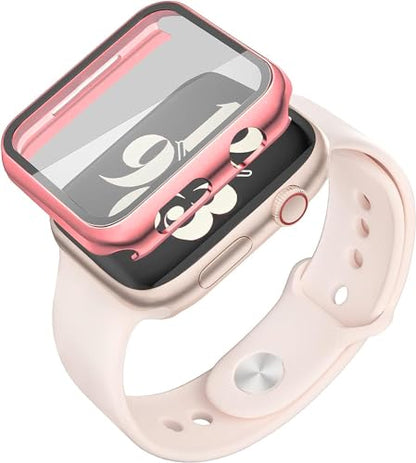 Misxi 2 Pack Hard PC Case with Tempered Glass Screen Protector Compatible with Apple Watch SE 3 (2025) SE 2 SE Series 6 Series 5 Series 4 44mm, 1 Rose Pink + 1 Transparent - color: 1 Rose Pink + 1 Transparent, size: 44mm (Se3/Se2/Se/6/5/4)