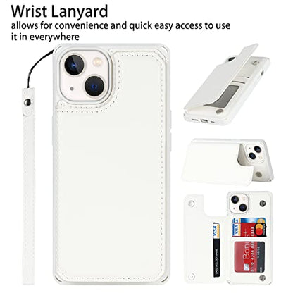 Cavor for iPhone 14 Wallet Case with Card Holder, White - color: C-White