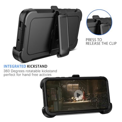 DUEDUE for Samsung Galaxy S25 Case, Phone Case for Samsung S25 with Belt Clip Holster Shockproof 3-Layer Heavy Duty Full Body Protective Rugged Phone Cases Cover for Galaxy S25 6.2", Black - size: for Samsung S25 6.2"