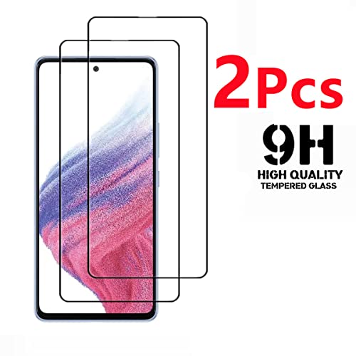 for Galaxy A53 5G Full Coverage Screen Protector Glass, [2 Pcs] Black Silk Anti-Scratch Easy to Install Tempered Glass Protective Film for Samsung Galaxy A53 5G (6.5-inch)