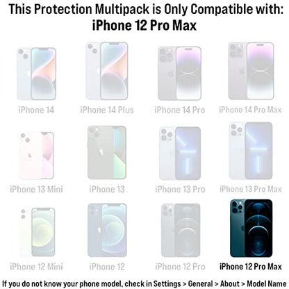 Scooch® Tempered Glass Multipack for iPhone 12 Pro Max, 3 Screen Protectors and 2 Camera Lens Protectors, Premium 9H Tempered Glass, Anti-Scratch, Anti-Fingerprint, Impact Resistant - size: iPhone 12 Pro Max