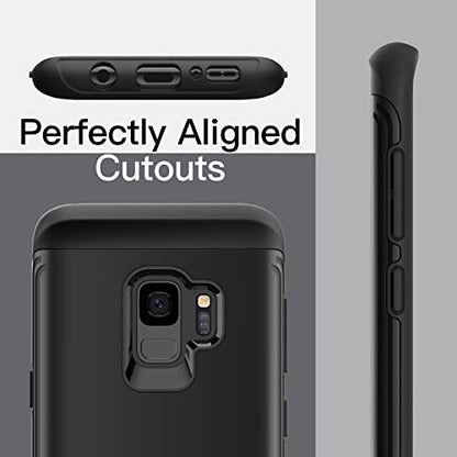 JETech Heavy Duty Case for Samsung Galaxy S9, Black | Dual-Layer Protection, Shock-Absorbing Design