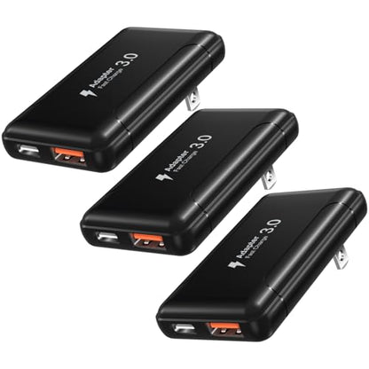 Flat USB C Wall Charger, OKRAY 3-Pack 50W Extra-Slim Fast Dual USB Charger - color: Black - 3Pack