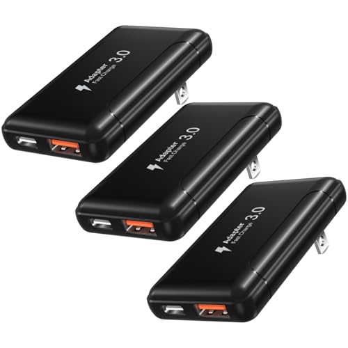 Flat USB C Wall Charger, OKRAY 3-Pack 50W Extra-Slim Fast Dual USB Charger - color: Black - 3Pack