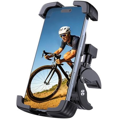 Bike Phone Holder Mount, Motorcycle Phone Mount, 360° Adjustable Phone Holde Mount for Bike and Motorcycle, Shockproof & Anti-Shake Design, Fits 4.7–7” Smartphones (Black)