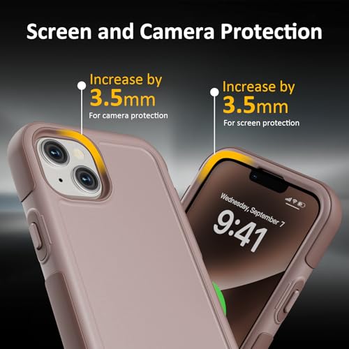 Follaroma Magnetic for iPhone 14 Plus Case, Heavy Duty Cases, Light Brown | Compatible with MagSafe, Heavy Duty Shockproof,Military-Grade Anti-Drop Protective,Dual Layer Magnetic Protection Phone Cover - color: Brown Pink, size: iPhone 14 Plus 6.7''