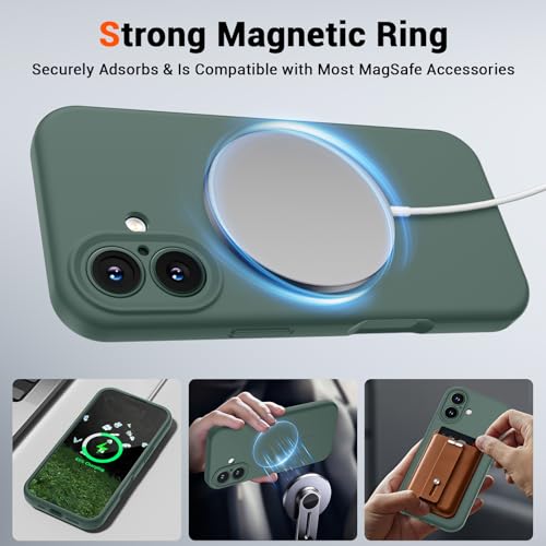 SUPFINE Silicone & Magnetic for iPhone 17 Case - color: Acacia Green, size: iPhone 17