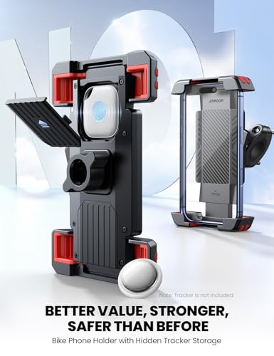 JOYROOM Bike Phone Holder with Tracker Storage, Ebike Bicycle Phone Mount - color: Red