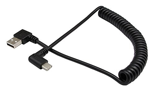 90 Degree Right Angle USB 2.0 to USB C Spring Cable Type C USB Male to USB A Male Data Cable for Tablets Cellphone(1.2M)